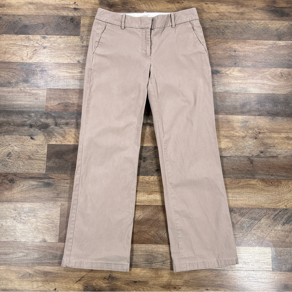 J Crew Women’s Pants 4S Beige Khaki Stretch Chino Flat Front Straight Leg